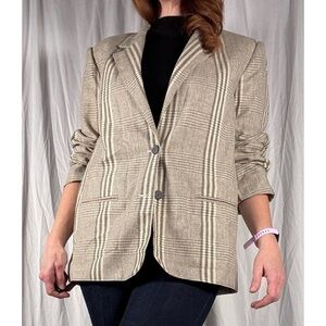 80’s Vintage ‘Personal’ 2 Button Neutral Tones Multicolor Plaid Blazer